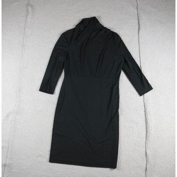 St. John Dress Black 8 Side Neck Split Long Sleeve Jersey Pull Over - Picture 1 of 7
